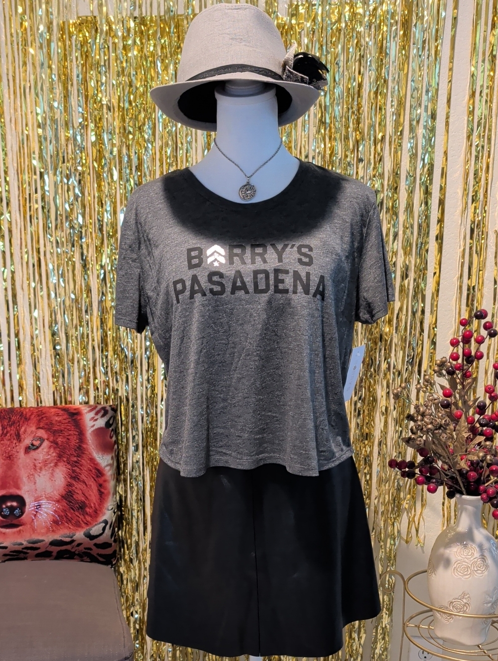 Pasadena Gray Cropped Tee, Size M